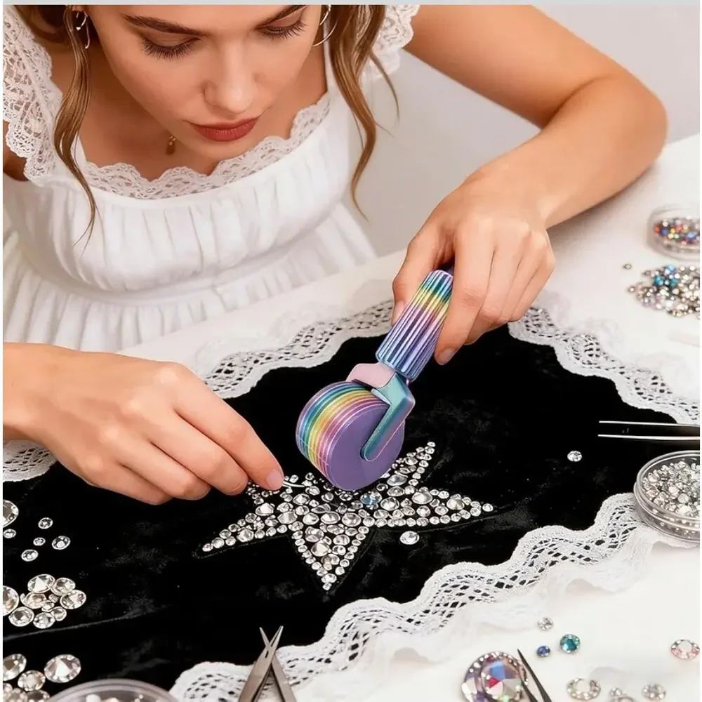 Diamond Art Roller for Rhinestone Embroidery, Easy-Grip Hand Roller Pink+Rainbow - Picture 4 of 8